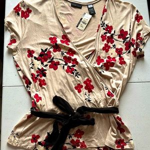New York & Company beige blouse with red and black accents.  It’s beautiful.
